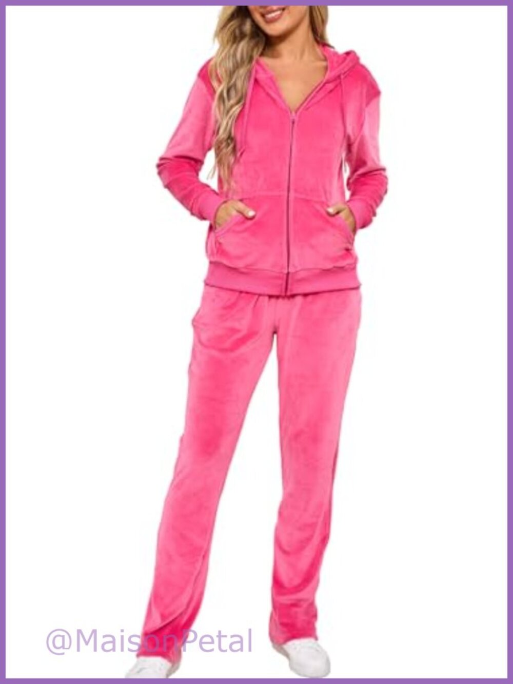 Women's Velour Tracksuit 2 Piece Zip Hoodie Jogger Sweatsuit Set